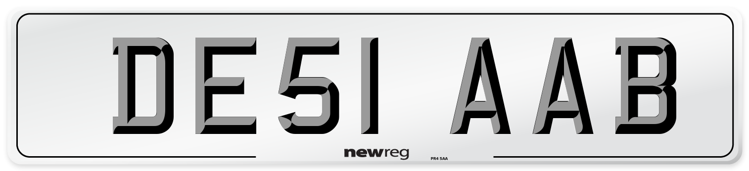 DE51 AAB Number Plate from New Reg